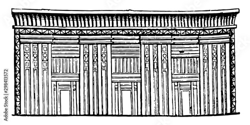 Egyptian Sarcophagus or tomb of stone, stone chest, vintage engraving.