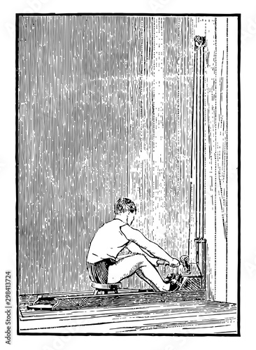 Rowing Machine vintage illustration.