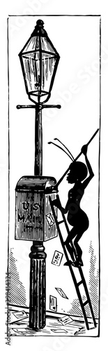 U.S. Mailbox vintage illustration.