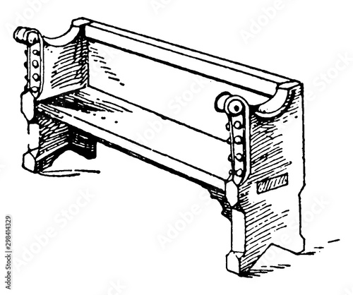 Middle Age Bench, vintage illustration