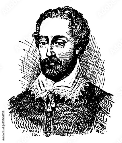 Edmund Spenser, vintage illustration photo