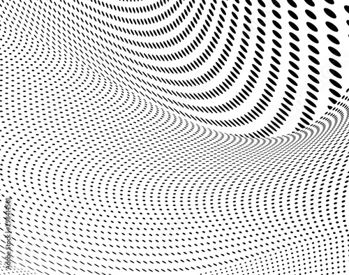Fototapeta Naklejka Na Ścianę i Meble -  Abstract texture of halftone. Monochrome background of black dots on white background. Pattern to print from waves of dots