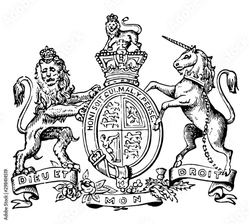 Coat of Arms, Great Britain and Ireland, vintage illustration