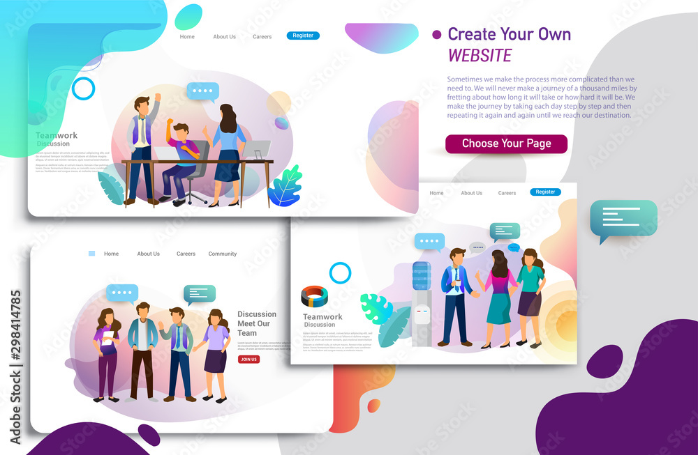 Set of landing page design templates, business strategy, analytics and brainstorming. Modern vector illustration concepts for website design ui/ux and mobile website development, business presentation Set of landing page design templates, business strategy, analytics and brainstorming. Modern vector illustration concepts for website design ui/ux and mobile website development, business presentation