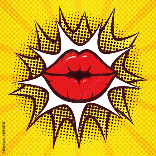 sexy woman mouth with splash expression pop art style