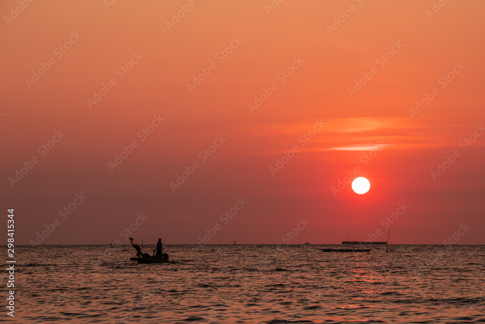 Sunset in the evening and the sea. Sunset in the evening and the sea.
