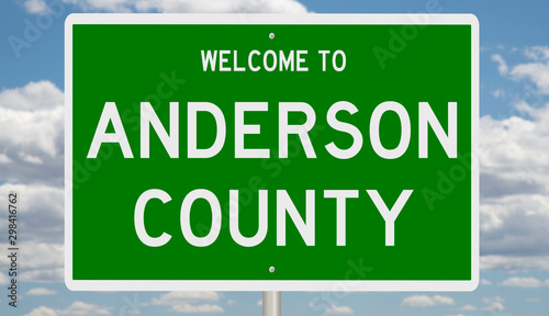 Rendering of a green 3d highway sign for Anderson County photo