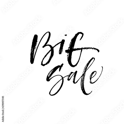 Big sale postcard. Modern vector brush calligraphy. Ink illustration with hand-drawn lettering. 