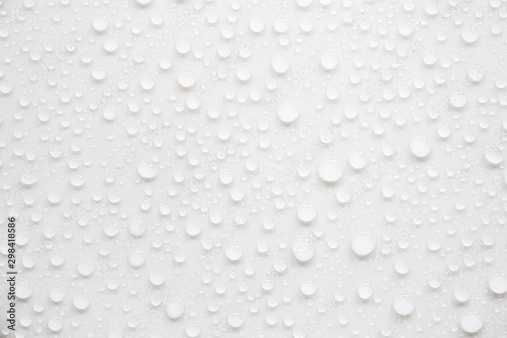 Raindrops on a grayish white background. Rainy season concept. - obrazy, fototapety, plakaty 
