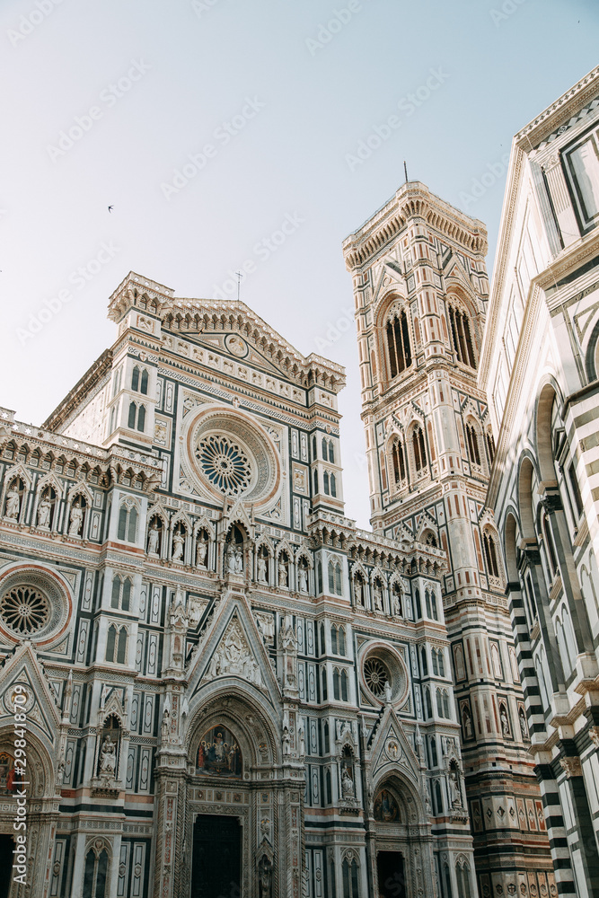Details of the architecture and sights of Florence. Santa Maria Cathedral at dawn.