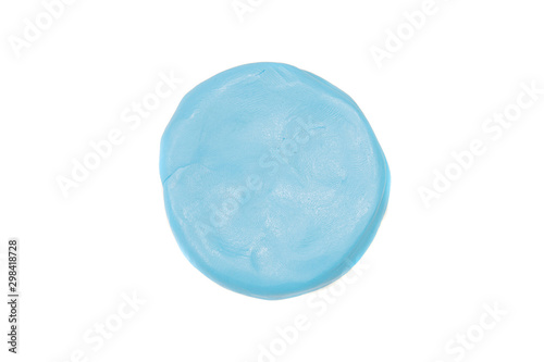 Blue plasticine isolated on white background.