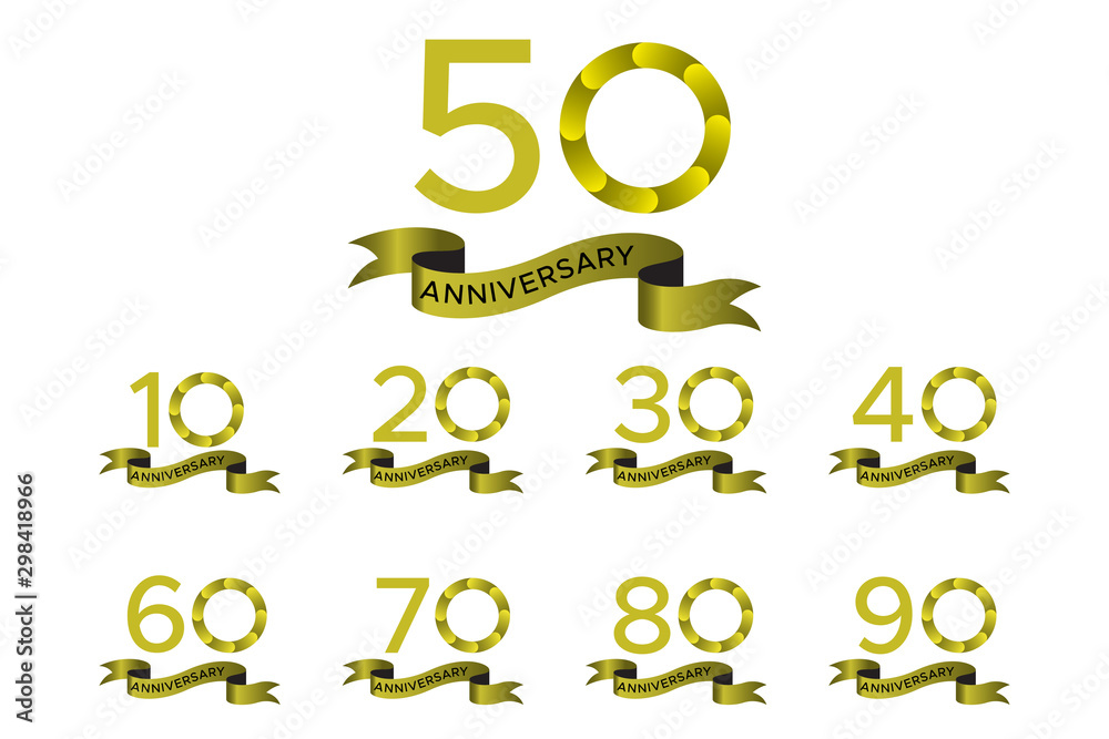 set anniversary circle with ribbon gold color set anniversary circle with ribbon gold color