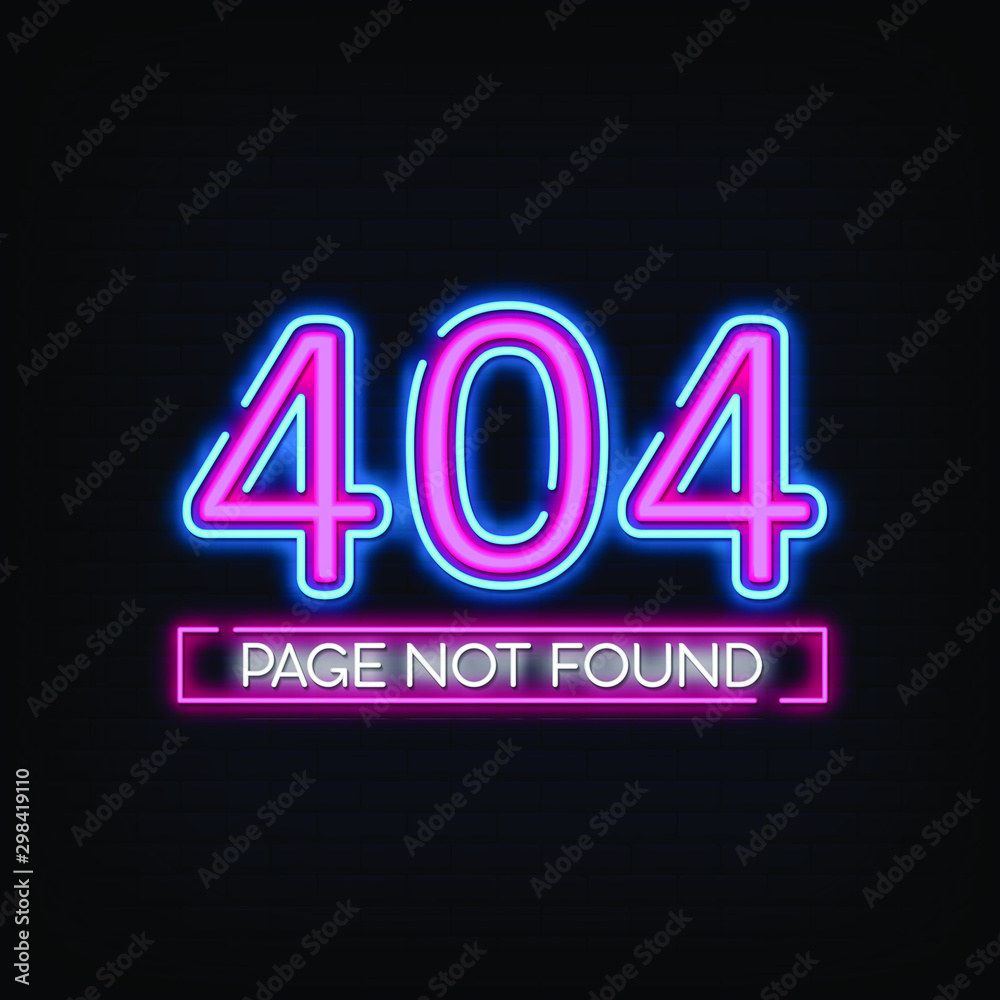 404 page not found Neon Signs Style Text vector 404 page not found Neon Signs Style Text vector