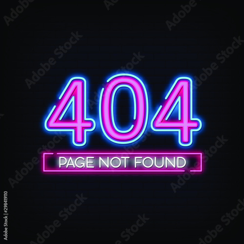 404 page not found Neon Signs Style Text vector