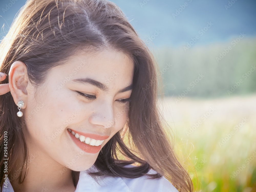 Asian woman relaxing at nature outdoor, lifestyle concept. Asian woman relaxing at nature outdoor, lifestyle concept.