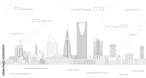 Riyadh city line art style outline illustration vector poster