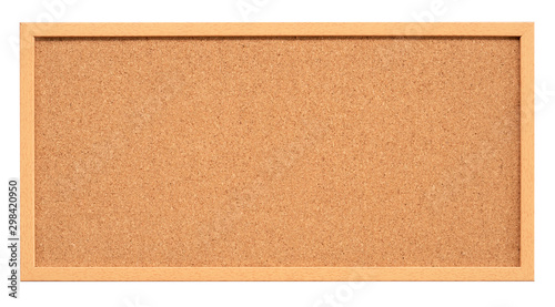 Cork board with wooden frame isolated on white background, blank cork texture for post a notice or reminder(with clipping path)