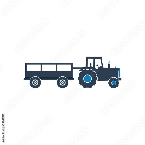 Tractor with Trailer Icon. Flat Style vector EPS.
