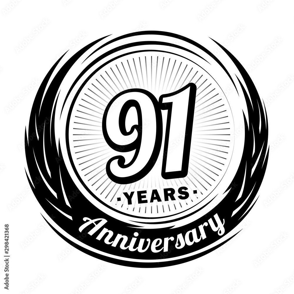91 years anniversary. Anniversary logo design. Ninety-one years logo. 91 years anniversary. Anniversary logo design. Ninety-one years logo.