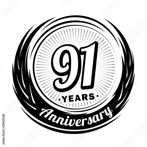 91 years anniversary. Anniversary logo design. Ninety-one years logo.
