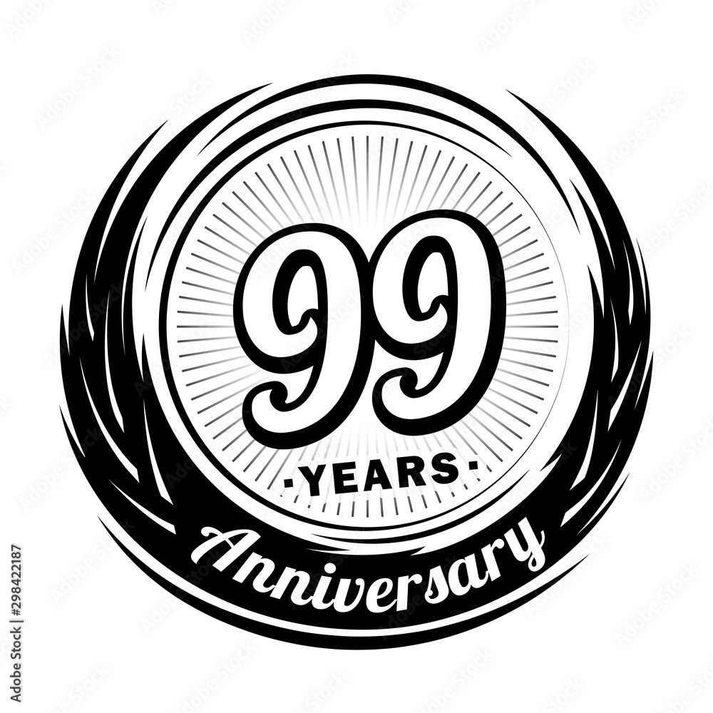 99 years anniversary. Anniversary logo design. Ninety-nine years logo.