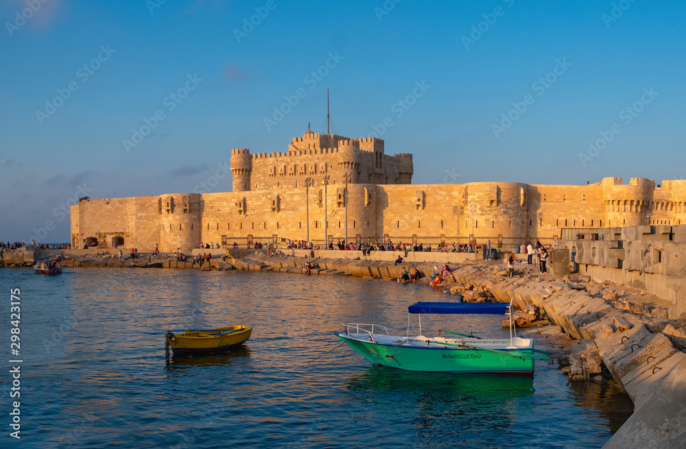 The Citadel of Qaitbay (The Fort of Qaitbay), fortress erected on the exact site of the famous Lighthouse of Alexandria, Egypt
