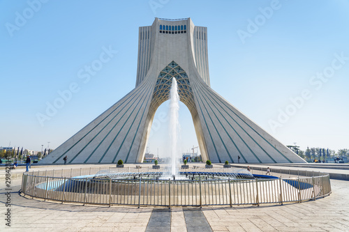 View of the Azadi Tower (Freedom Tower) and fountain, Tehran photo