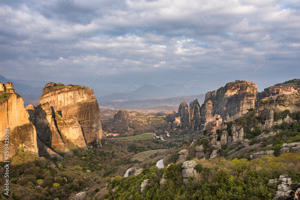 View at Meteora a cloudy morning