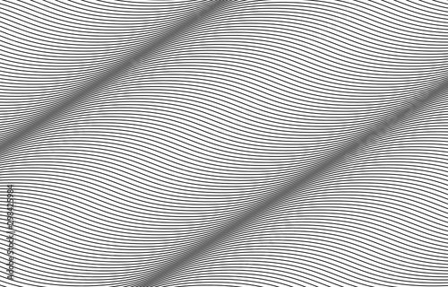 Vector striped white and black background. wave curve line pattern abstract texture 