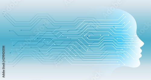 digital technology face artificail intelligence concept background
