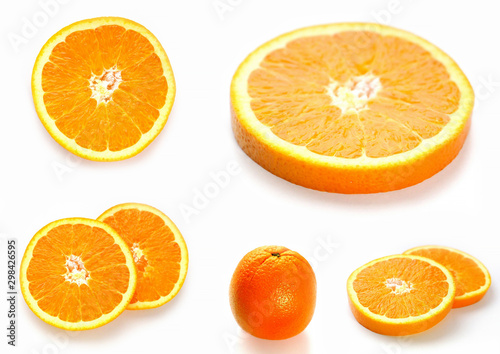 Sliced       Orange. Different shaped pieces of fruit.