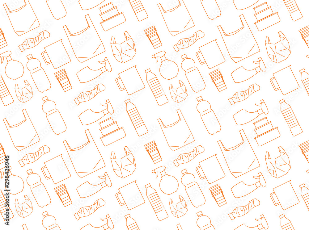 Plastic Waste Drawing Outline Seamless Pattern Wallpaper-01 Plastic Waste Drawing Outline Seamless Pattern Wallpaper-01