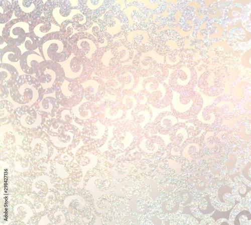 Twirls pastel holiday subtle background. Light beige loops texture. Exquisite wedding pattern. Abstract pearl gleam.