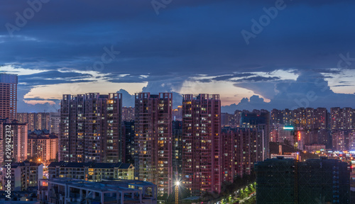 Asian Chinese city dusk night architectural lighting landscape