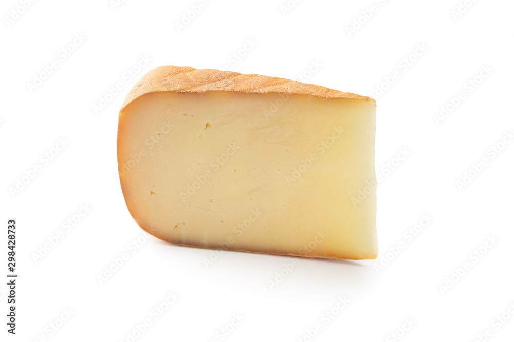 Piece of tasty fresh cheese isolated on white Piece of tasty fresh cheese isolated on white