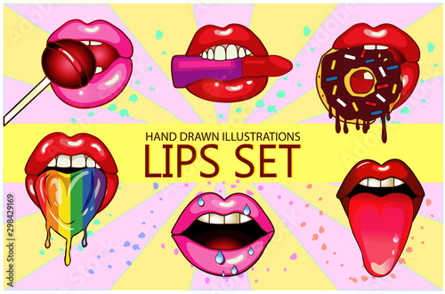 vector set of lips icons