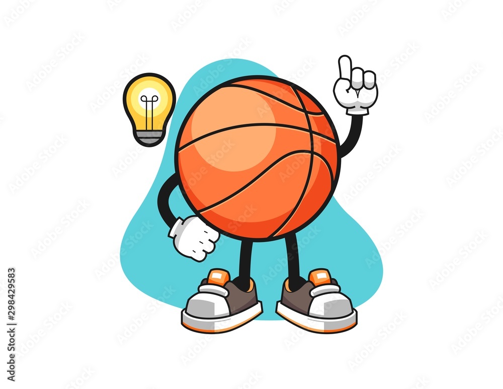 basketball get an idea cartoon. Mascot Character vector.