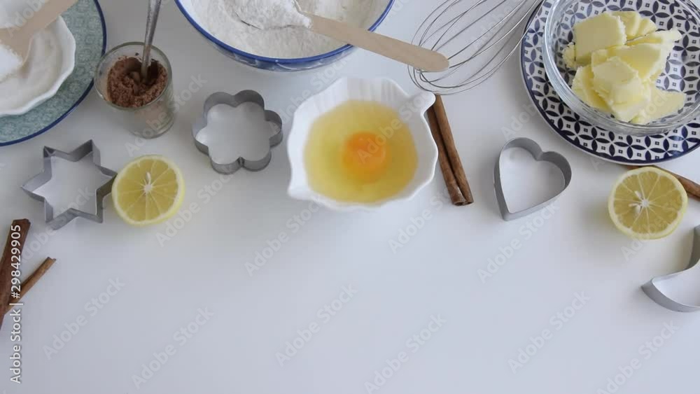 Top view of biscuit ingredients. Homemade bakery themes Top view of biscuit ingredients. Homemade bakery themes