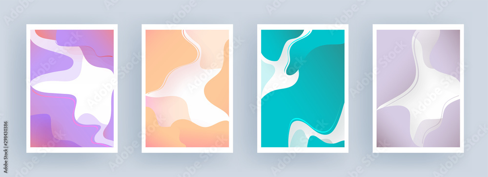 Abstract liquid flow or fluid art background in four color option.