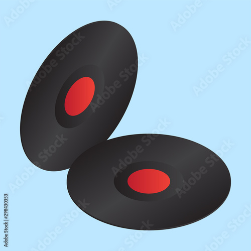Pair of CD (Compact Disc) on blue background.
