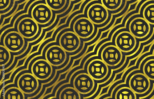 decorative yellow and black ornament pattern