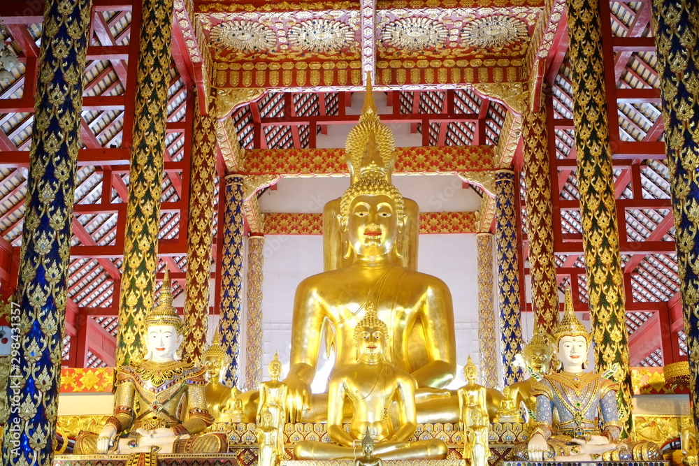 Golden Buddha in Chiangmai Temple. Thailand