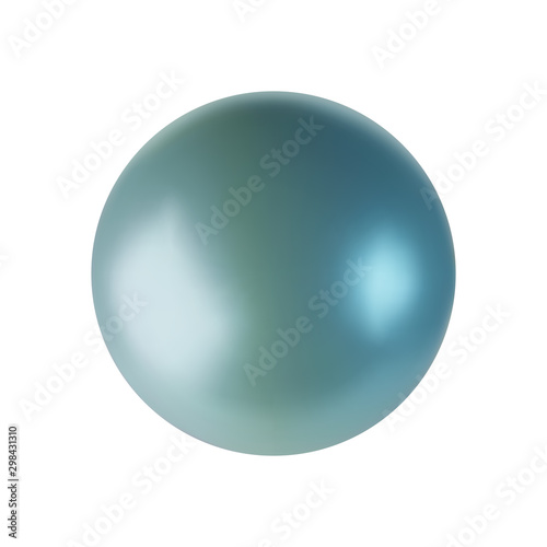 Blue sphere of ball realistic isolated on white background. Decoration element for design. Vector illustration
