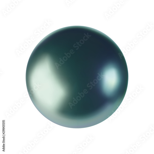 Blue sphere of ball realistic isolated on white background. Decoration element for design. Vector illustration