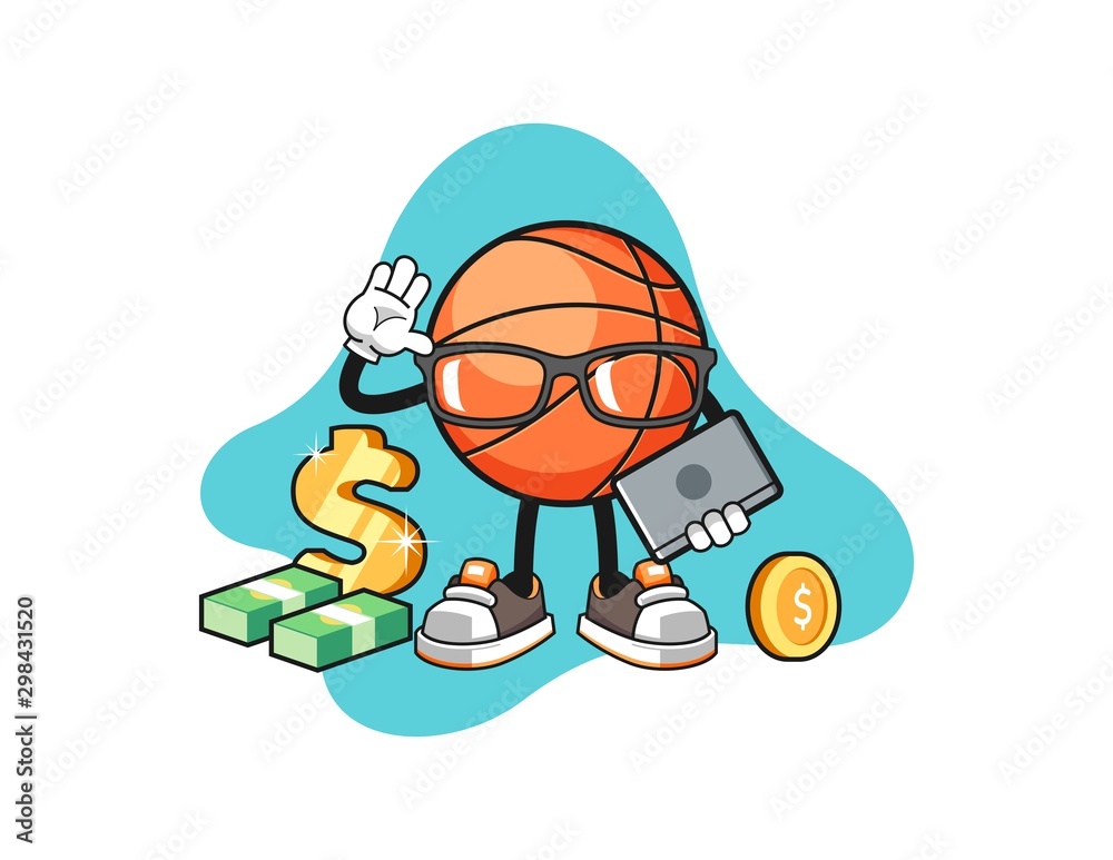 Basketball freelancer cartoon. Mascot Character vector.