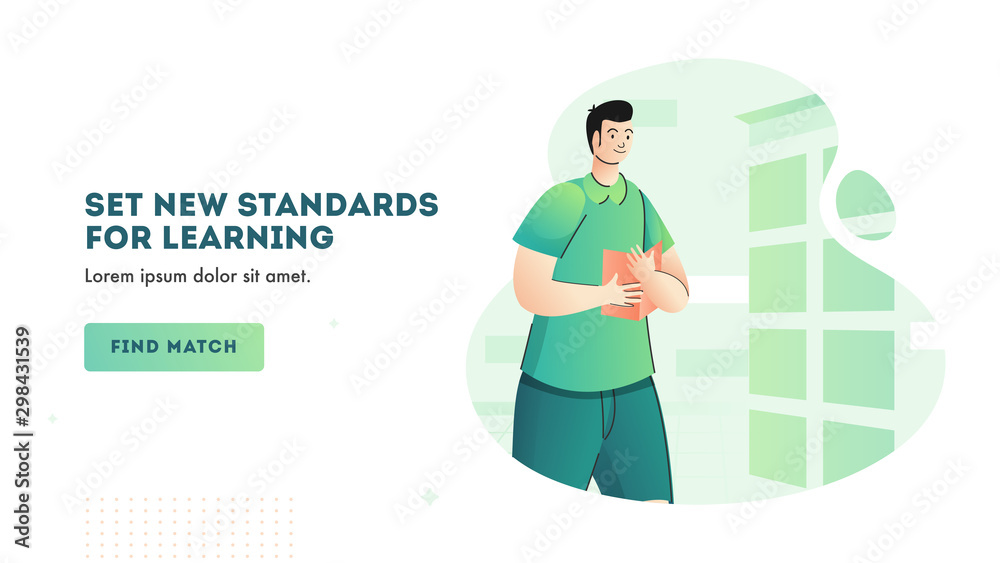 Young boy holding open book on abstract background for Learning concept based landing page design. Young boy holding open book on abstract background for Learning concept based landing page design.