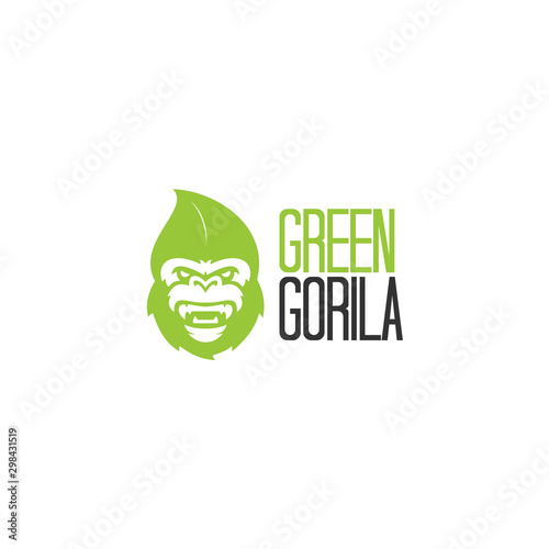 Silhouette Gorilla Green of Leaf logo design inspiration - vector