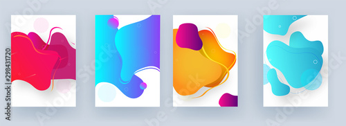 Collection of template or flyer design with fluid art abstract background.