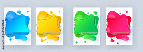 Different color liquid flowing or fluid art abstract element on white background.