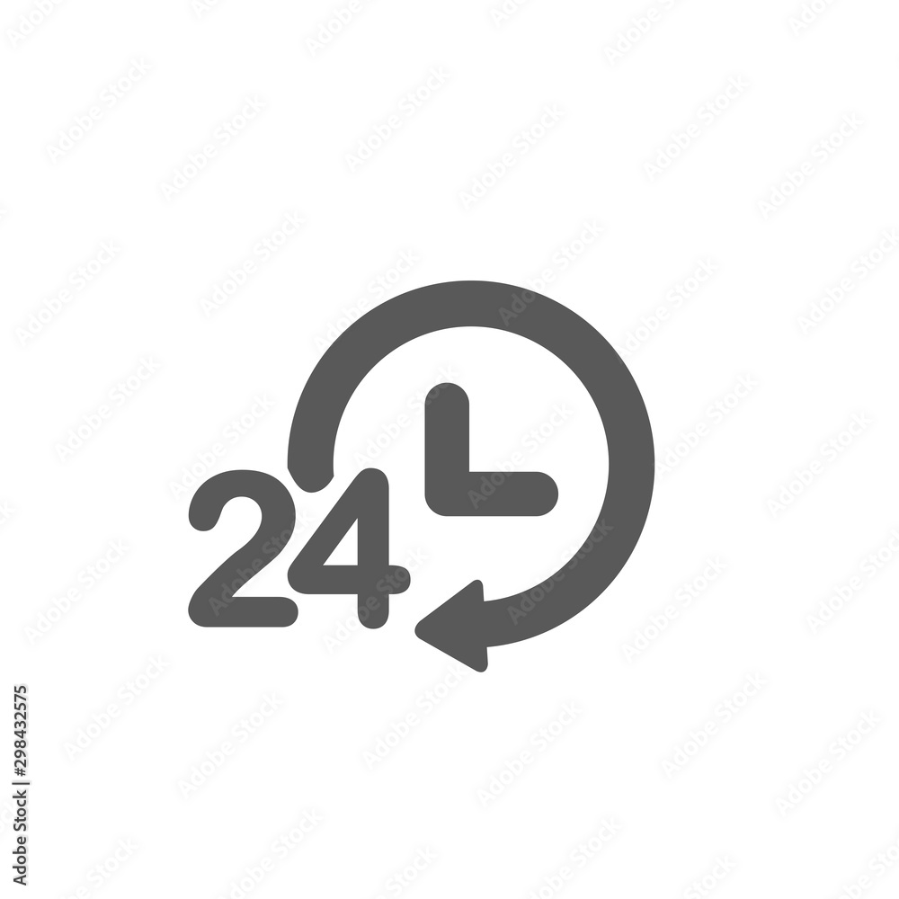 Time 24 icon vector isolated on white background Time 24 icon vector isolated on white background